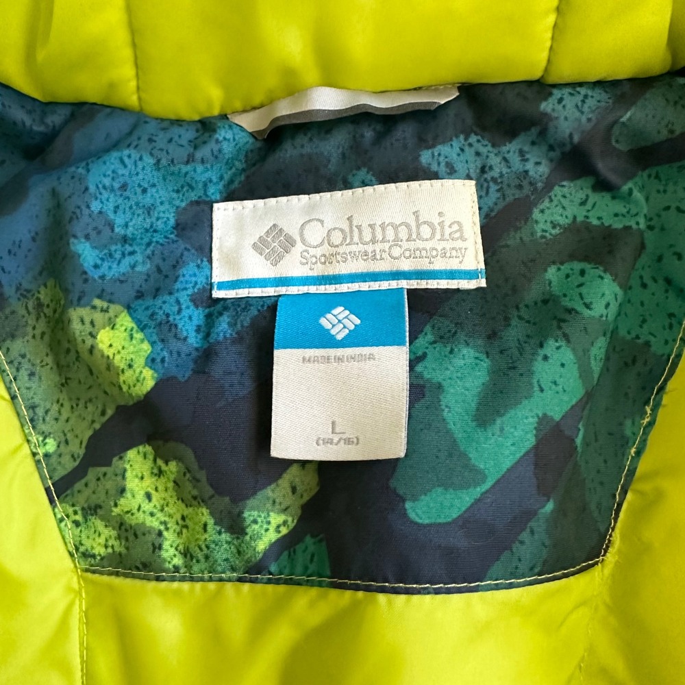 Columbia‎ Winter Jacket Hooded Puffer Coat Camo Green Blue L - Picture 2 of 9